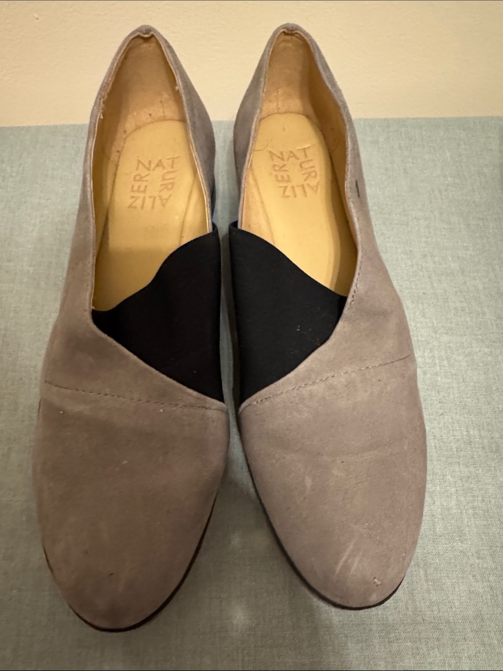 Naturalizer Suede Slip-On Loafers with partial Black Elastic upper